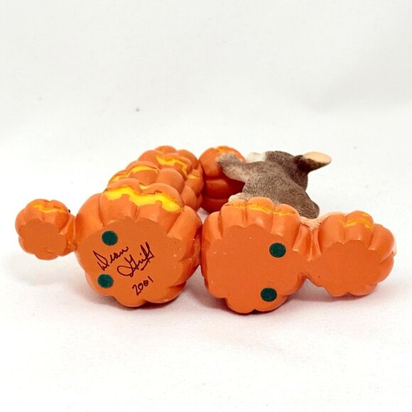 Fitz & Floyd Charming Tails Mouse & Pumpkin Figurine Collectible Signed - Picture 5 of 10